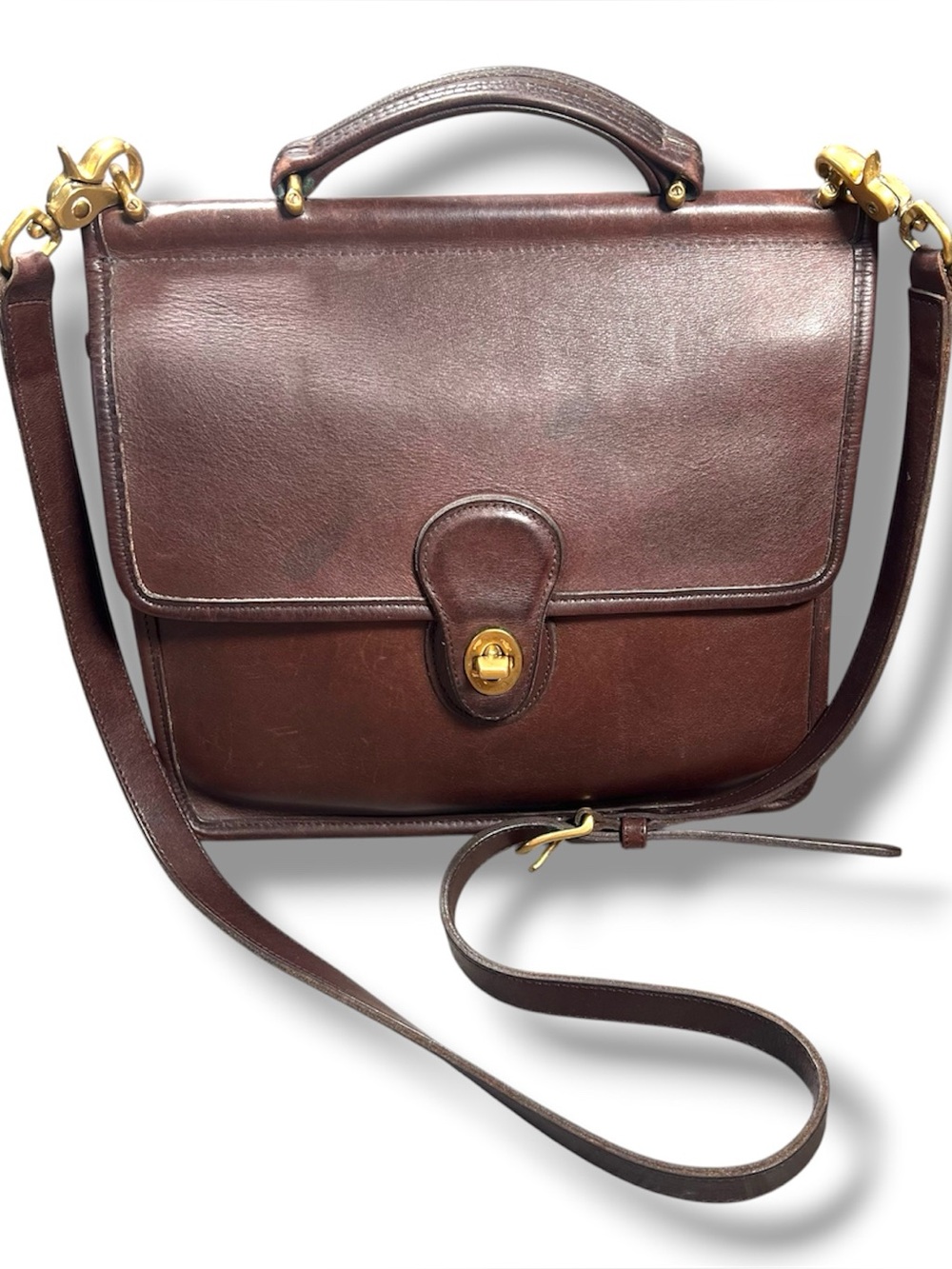 Vintage Coach Willis 9927 Dark Brown Leather Crossbody Satchel Shoulder Bag USA